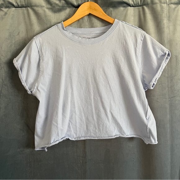 Free People We The Free The Perfect Tee Light Blue Casual Cotton Cropped Basic - Picture 4 of 11